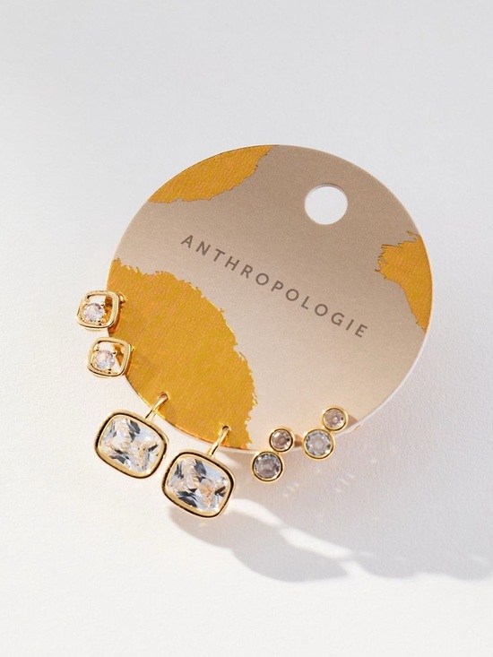 Anthropologie Jewelry - Anthropologie Large Shaped Crystal Earrings, Set of 3, New with tags